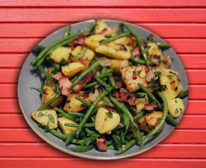 Salade de PDT web 405x330 - Salade de pomme de terre, haricots, lardons